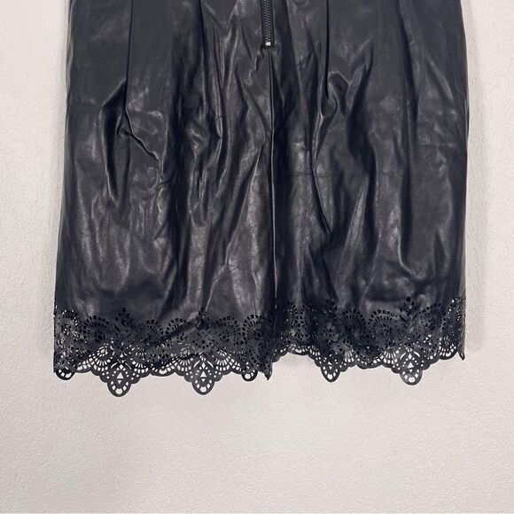 J. McLaughlin Black Faux Leather Cutout Trim Skirt - Picture 4 of 9